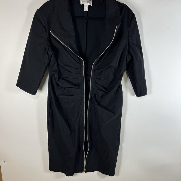 Joseph Ribkoff Women's Black Full Zip Front Ruched Stretch Dress Size 18 - Picture 6 of 9